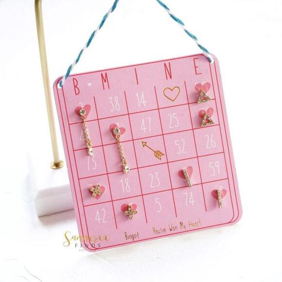 Anthropologie Be Mine Bingo Post Earring Set - Picture 1 of 6